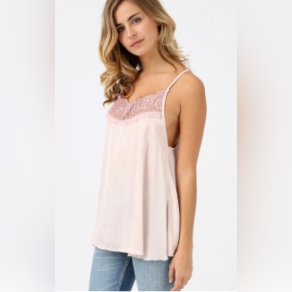 Nina Kendosa Paris Camisole Silky Lace Eyelash Fringe Top Size Small to Medium